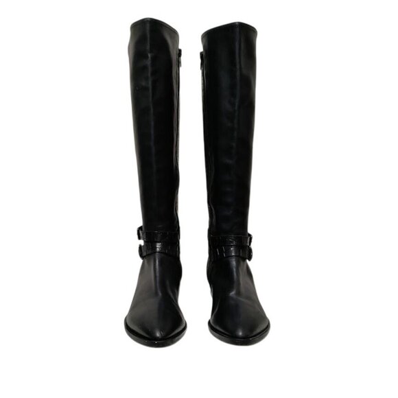 Napoleoni Leather Pull On Knee Length Equestrian Riding Boots Black Women's 8.5 - Picture 6 of 15